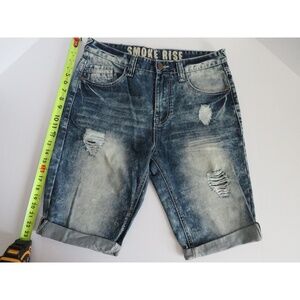 Smoke Rise Men's Distressed‎ Blue Denim Shorts 34